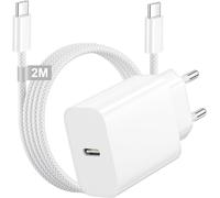 KALANKA-Chargeur iPhone 17 16 15 avec Cable USB C 2M, Chargeur USB C 25W Prise USb C Charge Rapide Adaptateur Secteur USB c chargeur Type C Charger pour iPhone 17Air 16e 17 16 15Pro Max Plus,iPad Pro