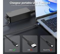 KALANKA-Chargeur Ordinateur USB C 65W Compatible avec Lenovo ThinkPad T480 T480s T490 T580 T590 Yoga 720 730 910 920 C930 Lenovo X1 Carbon 5th 6th 7th Chromebook 100e 300e et Plus d'appareils Type-C