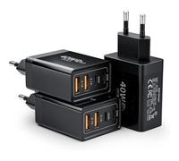 KALANKA-Chargeur pour iPhone, (3 Pack) 40W 4-Port Chargeur USB C, Prise USBC Multi Chargeur Rapide, Type C Adaptateur+QC USB Secteur pour iPhone 16 15 14 13 12 11 Pro Max X XS XR 8, iPad, Samsung Gal