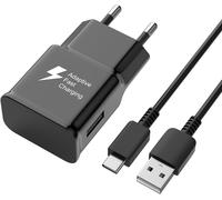 KALANKA-Chargeur Rapide Compatible avec Samsung Galaxy S10 S10+ S10e S9 S9+ S8 S8+ A20e A20 A21s A22 A32 A40 A41 A42 A50 A51 Tab A9 A9+ EP-TA200 USB Adaptive Fast Charging avec Câble Type C(Noir)