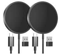 KALANKA-Chargeur sans Fil 15W Compatible Mag-Safe ¿ Pack de 2 Chargeurs Magnétiques USB-C, Station de Charge à Induction Rapide pour iPhone 17/16/15/14/13/12 et AirPods 3/2/Pro (¿oir)