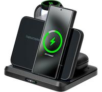 KALANKA-Chargeur sans Fil 3 en 1 Pliable, Mag-Safe Station de Charge sans Fil pour iPhone-15/14/13/12 Series, Compatible avec Watch 10/9/8/7/6/SE/5/4/3 (Noir, W820)