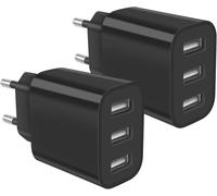 Kalanka-Chargeur Usb 2pack, Adaptateur Usb 3 Ports À Charge Rapide Et Prises Multiples Pour Iphone 14/13/12/11 Pro Max Mini Se Xr Xs Max Samsung Galaxy S21 S20 A71 A51 Note 20 Xiaomi Plug Charger Noi