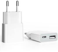 KALANKA-Chargeur USB 5V/1A 2Port Mini USB Mural Chargeur Secteur USB Adaptateur de Prise Universel Compatible avec iPhone, Sam Sung, Nexus, Nokia, Huawei, Xiaomi, HTC, Sony (Thickness 1.45cm/2 Pack)