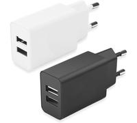 KALANKA-Chargeur USB 5V/2A 10W Double Port ¿ Pack de 2 Adaptateurs Secteur Universels Type C Européen,Compatible avec iPhone, Samsung, Redmi,Oppo, Huawei, Moto, Nokia, Tablettes et Appareils USB¿Noir
