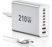 KALANKA-Chargeur USB C, 210W Alimentation USB C 8 Ports GaN PD 3.0 Chargeur Rapide avec Adaptateur Multi-Chargeur mâle Compatible avec iPhone 12/13/14/15 Series/MacBook Pro/Air/Samsung Galaxy S23/S22