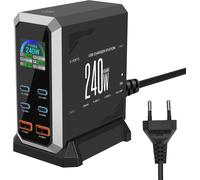 Kalanka-Chargeur Usb-C 240 W Multi-Usb, 6 Ports Rapides, Station De Charge Gan Power Avec 4 Ports Usbc Et 2 Ports Usba Pour Macbook Air, Ipad, Iphone 16, 15 Pro, 14, 13, 12, Galaxy S22, S20