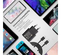Kalanka-Chargeur Usb-C 25w Pour Samsung, 2-Pack Chargeur Rapide Pd 3.0 Connecteur De Charge Avec Câble Type C Pour Samsung Galaxy S24 S23 S22 S24+ S21 Ultra S20 Fe S10 A70 A54 A53 5g, Super Fast Char