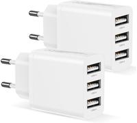 KALANKA-Chargeur USB Multiple 2Pack, Prise Multiple USB 3Port 15W/3A Prise Multiple Secteur Chargeur Adaptateur Chargeur pour Apple iPhone 17/16/15/14/13/12/11/X/8/7,Samsung Galaxy S25/S24/S23/S22/S2