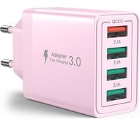 Kalanka-Chargeur Usb Multiple, 4-Port Prise Usb 40w Qc 3.0 Bloc Chargeur Rapide Pour Iphone Series, Samsung, Huawei, Xiaomi, Google, Telephone, Multiprise Usba Embout Adaptateur Multi Secteurusb Mura