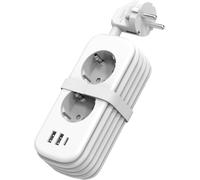 KALANKA-Chargeur USB Multiprise 1.5M avec 2 Prises AC, 2 USB et 1 Type C, Protection Contre Les surtensions pour rallonge électrique avec Interrupteur pour Maison, Cuisine, Bureau, Tressé Câble