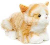 KALANKA-- Chat Marron tigré, couché - 20 cm (Longueur) - Chaton en Peluche - Doudou