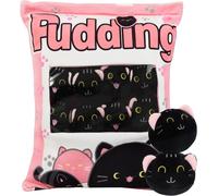 KALANKA-Chat Peluche Oreiller Kawaii Snack - Coussin avec Poupée Amovible - Jouet Mignon pour Filles et Enfants (8 Chatons Roses)