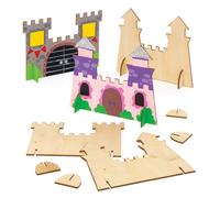 KALANKA-Châteaux à Poser en Bois (Lot de 6) - Éléments à emboîter Que Les Enfants pourront décorer et Assembler pour créer Un château en 3D.