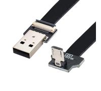 KALANKA-ChenYang CY USB 2.0 Male to Micro USB 5 Pin Male Down Angled 90 Degree Cable for FPC Data Flat 100cm for FPV, Disk and Phone