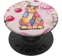 Kalanka-Cherry Cute Bow Blush Pink Preppy Girls Collage Coquette Chat Popsockets Popgrip Adhésif