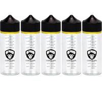 KALANKA-Chubby Gorilla V3 compte-gouttes en plastique avec dimensions pour huile, encre et/ou produits chimiques ¿ Parfait pour les voyages ¿ Avec bouchon sûr pour les enfants ¿ Lot de 5 (120 ml)