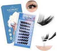 Kalanka-Cils Auto Adhésifs 48 Clusters Sans Colle Ni Dissolvant Cils À Pressage En Une Étape Grappes De Cils Réutilisables Pré-Collés Renard Oblique Flying Avec Effet Eyeliner (0,07mm C 5-15mm)