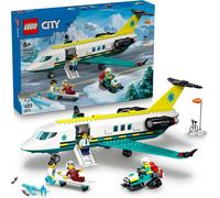 KALANKA-City L¿Ambulance de Secours Aérienne - Jeu de Construction avec Maquette d'avion - 4 Minifigurines Dont 1 Docteur & 1 Pilote - Motoneige, Civière & Outils - Cadeau pour Garçon dès 6 Ans 60465