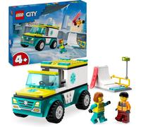 KALANKA-City L¿Ambulance de Secours et Le Snowboardeur, Jeu Enfants avec Jouet de Véhicule Médical, Minifigurines de Paramédical et Snowboardeur, Cadeau pour Garçons et Filles de 4 Ans ou Plus 60403