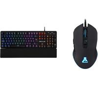 KALANKA-Clavier Gamer mécanique (Blue Switch) Keyz Carbon-E RGB (Noir) & Kult Helium Souris Gamer Filaire USB - Capteur Optique 800 à 3200 DPI, Rétroéclairage LED 7 Couleurs, 6 Boutons(Noir)