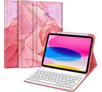 KALANKA-Clavier pour iPad (A16) 11ème Génération 11 Pouces 2025, iPad 10ème Génération 10.9\u201d 2022 - Clavier AZERTY sans Fil Bluetooth, Housse Multiposition Fonction Ranger Stylet, Marbre Rose
