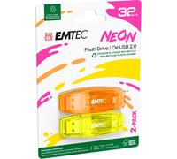 KALANKA-Clé USB 2.0 C410 , Mémoire Flash Drive De 32 Go, Lecture 5Mb/S, Écriture 15Mb/S, Compatible USB 2.0, USB 3.0, Transparentes Néon Fluo Avec Capuchon , Pack De 2