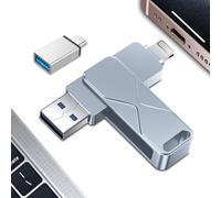 KALANKA-Cle USB pour Phone - 256Go clé USB Lightning 3.0 certifiée Mfi Photostick Pen Drive Stick Pendrive 3 en 1 pour iPhone/iPad/iOS/Android/Mac/PC (Gris, 256 Go)