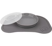 Kalanka-Click Mat Mini + Plate Baby Non-Slip Tableware Set Baby Plate + Baby Placemat (31x17) Bpa-Free Baby Weaning Plate Baby Suction Plate Food Training Plate For Kids 6m+ Grey