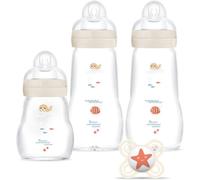 Kalanka-Coffret Biberons Verre (3 Biberons Verre + 1 Sucette) ¿ Biberon En Verre Résistant À La Chaleur ¿ Biberon Verre Pour Nourrisson Dès La Naissance Et Sucette Naissance En Silicone