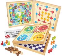 Kalanka-- Coffret Classiques Petits Chevaux L¿Oie Dames Marelle-Yams-421-50 Règles-4 Plateaux De Jeu Et Pions En Bois-2 À 6 Joueurs, 8119, White