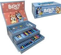 KALANKA-Coffret couleur Bluey et Bingo pour enfants ensemble 52 pièces de couleurs et papeterie boîte avec tiroirs kit dessin et peinture