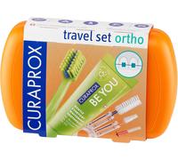 Kalanka-Coffret De Voyage Ortho \U2013 Appareils Dentaires Et Soins Bucco-Dentaires À Emporter Brosse Ultra-Douce + Dentifrice Blanchissant Coffret Compact Orange Pour L'hygiène Orthodontique Blanc