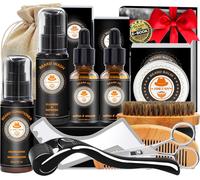 Kalanka-Coffret Kit Soin Barbe Homme,Idee Cadeau Homme Original Pour Papa Frere Lui Mari Son Copain,Kit Entretien Barbe Complet Ave Shampoing,Conditionneur,Huile,Baume,Roller,Shaper,Peigne,Brosse,Cis
