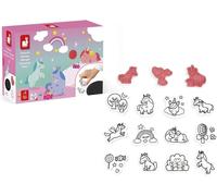 KALANKA-- Coffret Stampinoo Licornes - 15 Tampons en Mousse et 1 Encrier Pour Petites Mains - Loisirs Créatifs Enfant - Motricité Fine et Créativité - Dès 3 Ans, J07722, Blanc
