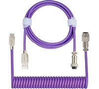 KALANKA-Coiled USB C Mechanical Keyboard, Braided Double Sleeve with Detachable Metal Aviator Type C Keyboard Cable (Purple)