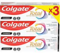 Kalanka-Colgate - Dentifrice Total Active Prevention Charbon - Action Blancheur & Detox - Protection 24h* - Prévention 8-En-1 - Lot De 3 Tubes (3 X 75ml)