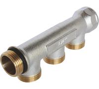 Kalanka-, Collecteur De Distribution 3 Sorties Coniques Easy Lock 3/4"" En Laiton Nickelé, Étanchéité Par Joint Torique, Idéal Pour Installations Sanitaires Et Chauffage