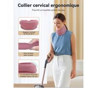 KALANKA-Collier Cervical Soutien en Mousse Souple-Minerve Réglable Homme/Femme pour Bureau et Voiture-Soulage les Tensions du Cou et Améliore la Posture (Rose, S)