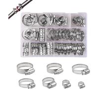 KALANKA-Collier de Serrage Inox 60Pcs Colliers de Serrage pour Tuyaux Réglables 6-38mm Collier de Serrage Metallique 7 Tailles Tuyau Clips pour Piscine Tube d'automobiles