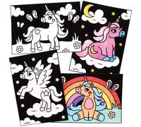 KALANKA-Coloriage en Velours motif Licornes - Lot de 10, Activites Manuelles pour les Enfants (FE258)
