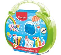 KALANKA-Color'Peps Malette de Coloriage pour Bébé et Enfant dès 1 an ¿ Kit Premier âge avec 10 Feutres Jumbo + 12 Craies de Cire Jumbo + 1 Poster Géant à Colorier