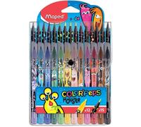 Kalanka-- Combo Pack Monster Color'peps - 15 Crayons De Couleurs Vives + 12 Feutres Lavables Et Résistants Au Séchage - Pointe Moyenne Bloquée - Pochette Plastique Refermable 984718