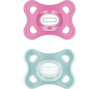 Kalanka-Comfort Lot De 2 Tétines 2-6 Mois \U2013 Sucettes Ultra-Souples Et Légères Pour Les Petits Bébés \U2013 Tétines Orthodontiques 100% Silicone Skinsoft Avec Boîte De Stérilisation \U2013 Rose/