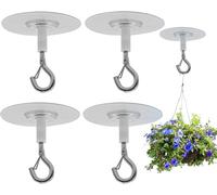 KALANKA-Command Lot de 4 crochets adhésifs pour plafond, crochets de plafond adhésifs pour suspendre des plantes, mangeoires à oiseaux, lanternes, carillons éoliens, jardinières, décoration extérieur