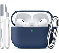 KALANKA-Compatible avec l'étui AirPods Pro 2ème/1ère génération avec kit de Nettoyage, Silicone de Protection complète pour Apple AirPods Pro 2ème/1ère Charging Case [LED anteriore visibile],Bleu Nui