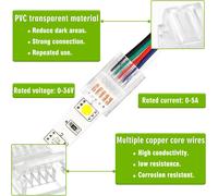 KALANKA-Connecteur LED COB 5 Broches 12 mm - Adaptateur Rapide RGB pour Bande Lumineuse 5050 (20 Pièces)