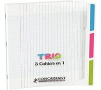Kalanka-Conquérant Cahier Trio Classique 24x32cm Grands Carreaux Seyès 96 Pages Agrafées Couverture Polypro Incolore