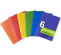 Kalanka-Conquérant Lot De 6 Cahiers 17x22cm Grands Carreaux Seyès 96 Pages Agrafées 90g, Couleurs Assortis