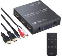 KALANKA-Convertisseur HDMI 5x1 Commutateur HDMI Switch 4K 3D avec Extracteur Audio Optique Analogique Toslink SPDIF Sortie avec Câble Optique Câble de 3,5mm à 2 RCA Câbles